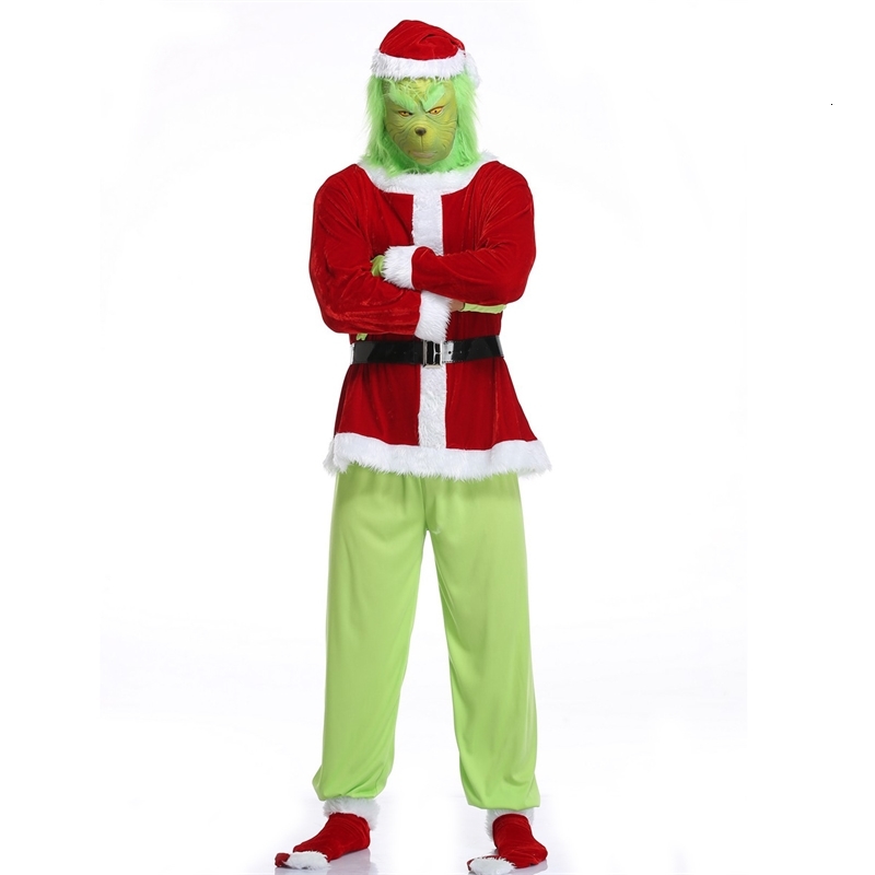 Costume Halloween suit Christmas movie green hair monster Grinch Party Adult Men's-image-736745179