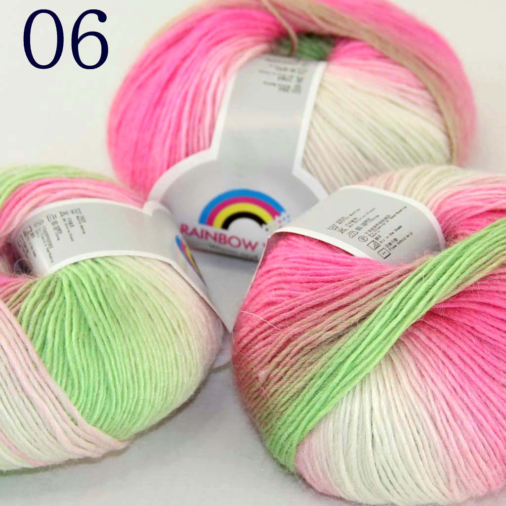

Sale Soft 3ballsX50gr ballCashmere Wool Yarn Colorful Rainbow DIY Wrap Shawl Hand Kniting Pink White Green Beige 524-06-3, Multi-colored