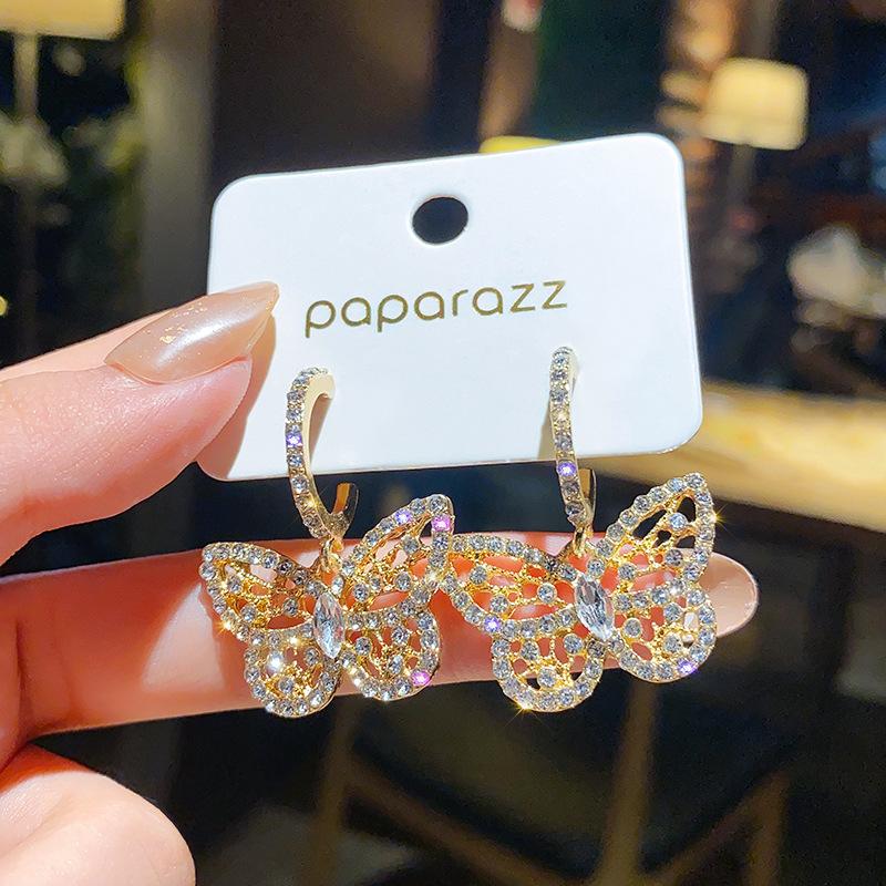 

dangle & chandelier wholesale sterling silvers pin full stone butterfly earrings for women jewelry gift, Silver