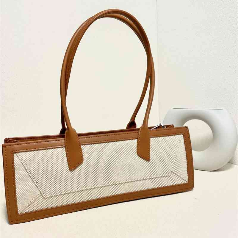 

Simple French minority design canvas with cowhide shoulder and armpit bag, Black