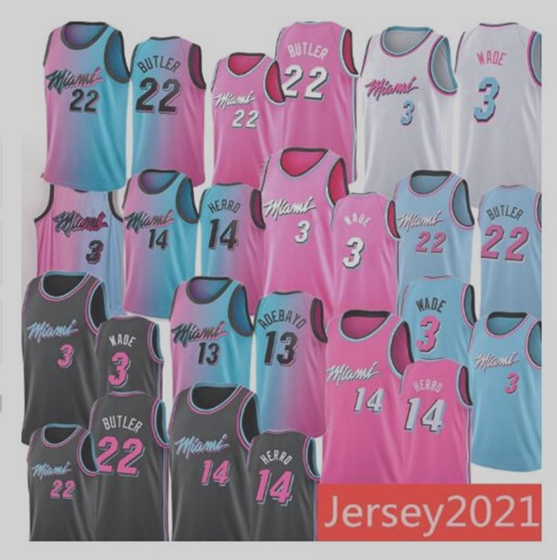 

2019 New Miami Vice City Cheap dwayne 3 wade Jimmy 22 Butler Miamis city Heat 100% stitched jersey game player's basketball jerseys