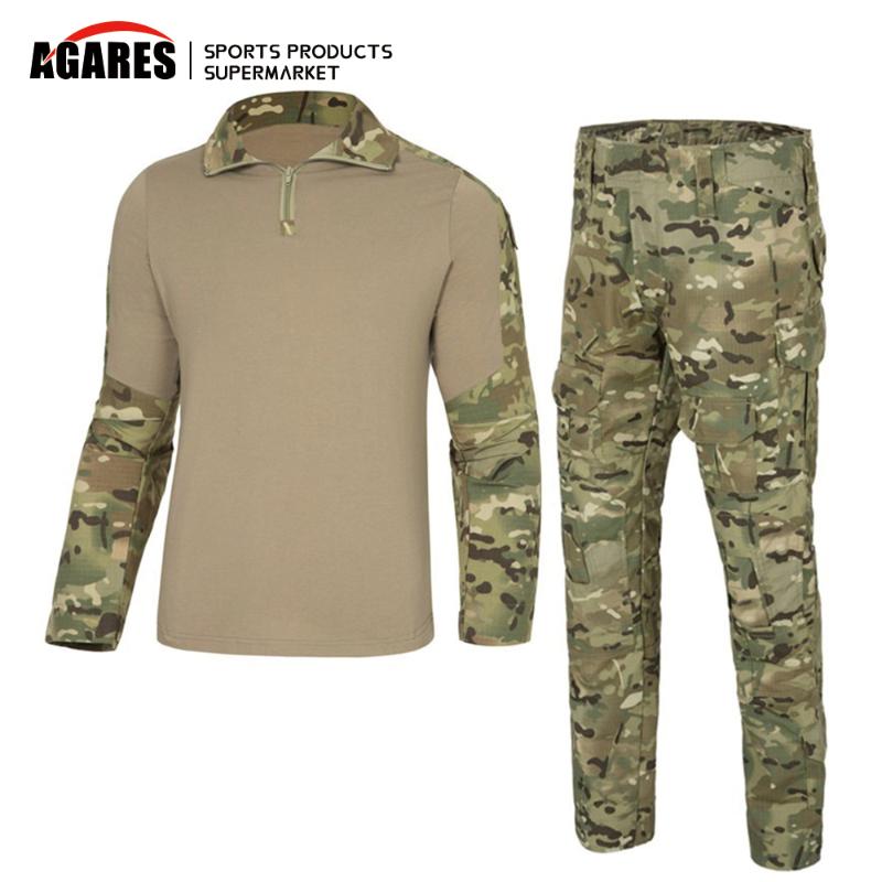

Uniform Tactical Camouflage Clothes Suit Men US Army Clothing Women Combat Shirt Cargo Pants Knee Pads, Black