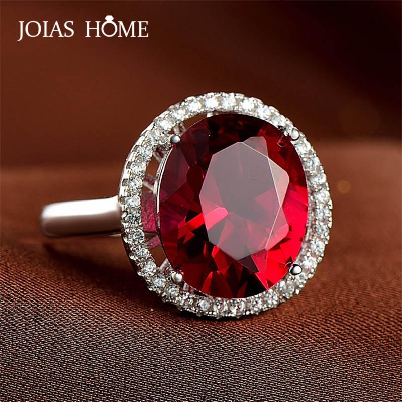 

Cluster Rings Joiashome Vintage Women Solid Silver With Round Shape Ruby Gemstones Open Adjust 925 Jewelery Wedding Party Gifts, Golden;silver