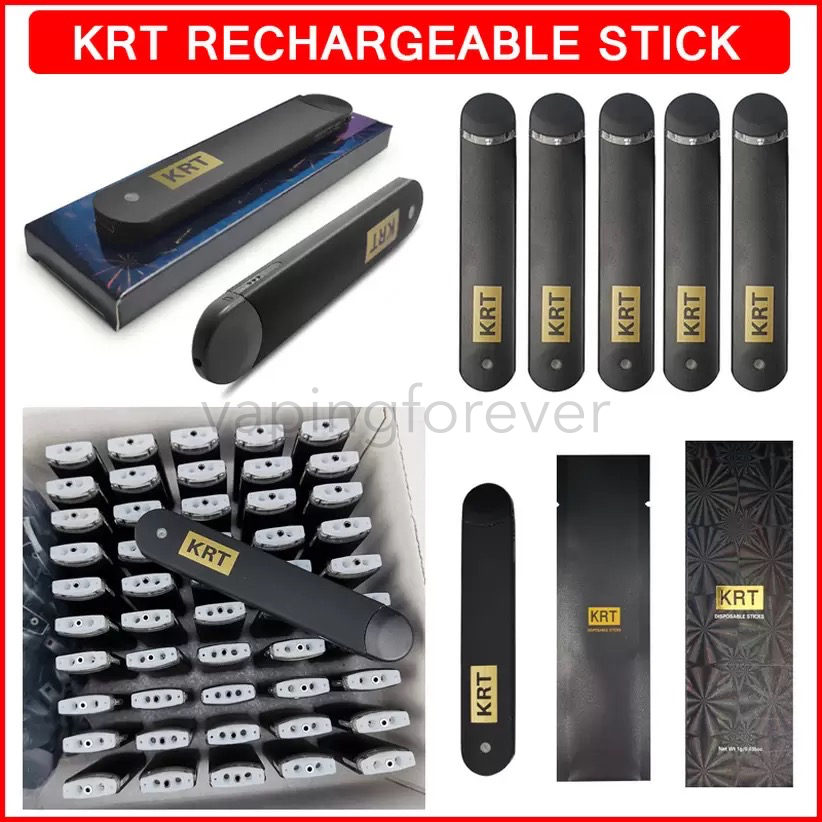 

KRT Disposable Sticks Electronic Cigarettes 1000mg Rechargeable 280mAh Battery Empty Vape Vaporizers For Thick Oil Pod Cartridges in Stock