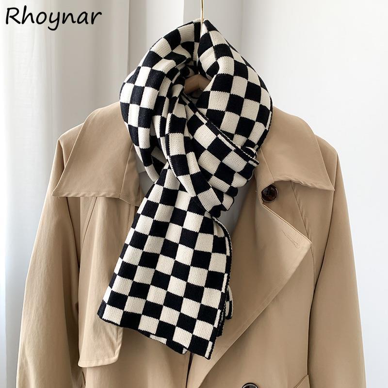 

Scarves Women Checkerboard Design Unisex Couples All-match Casual Comfortable Keep Warm Winter Trendy Street Style Harajuku, Blue;gray