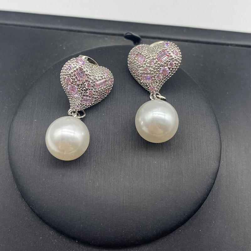 

Hoop & Huggie Simple Women Pearl Earrings Love Heart Hypoallergenic Luxury Jewelry Korean Fashion Pendant Banquet High Quality Stainless Ste