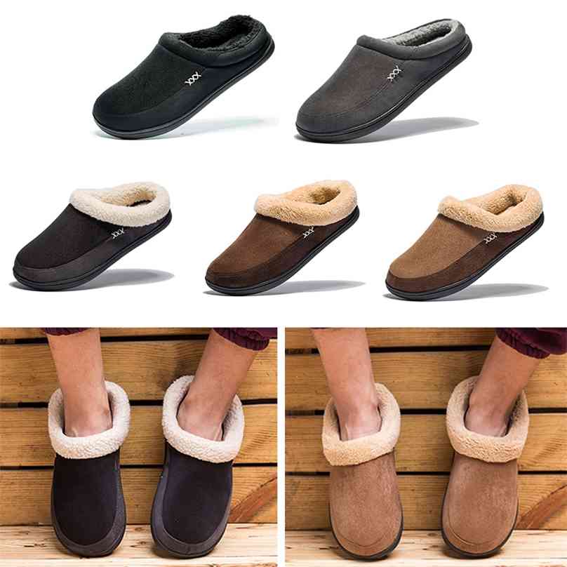 

Warm Cotton Slippers Winter Men Casual Shoes Bathroom Home Soft Plush Non-slip Indoor Footwear Large Size 4950 210816, Ms1102 black
