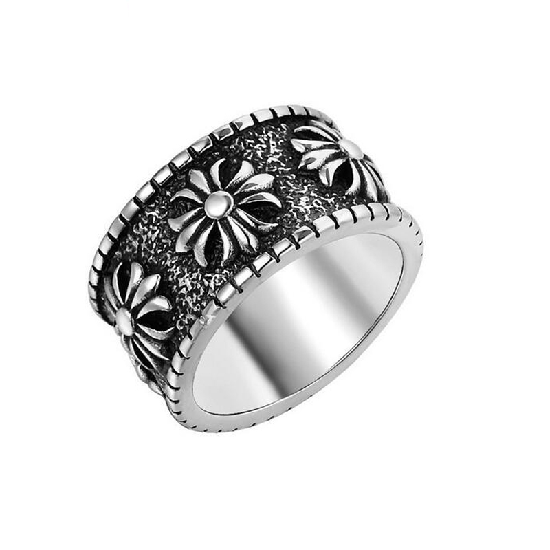 

Silver Vintage Personality Fashion Cross Men Titanium Ring Stainless Steel Motorcycle Rock Hip-Hop Retro Geometry Finger Rings Jewelry Accessories