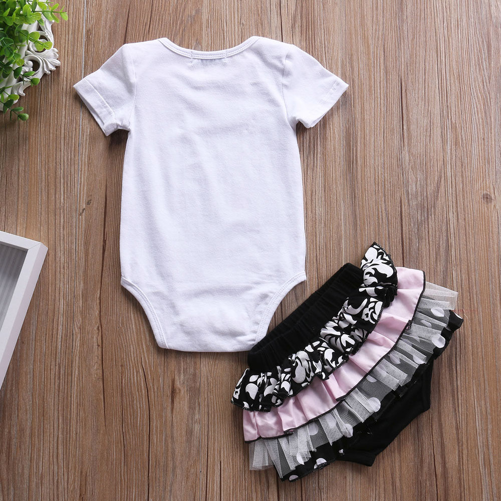

Bodysuits Short Sleeve Cotton Blend Cute Lace Shorts Ruffles Summer Clothing 2pcs Newborn Infant Baby Girls Clothes Sets Tops, Multi