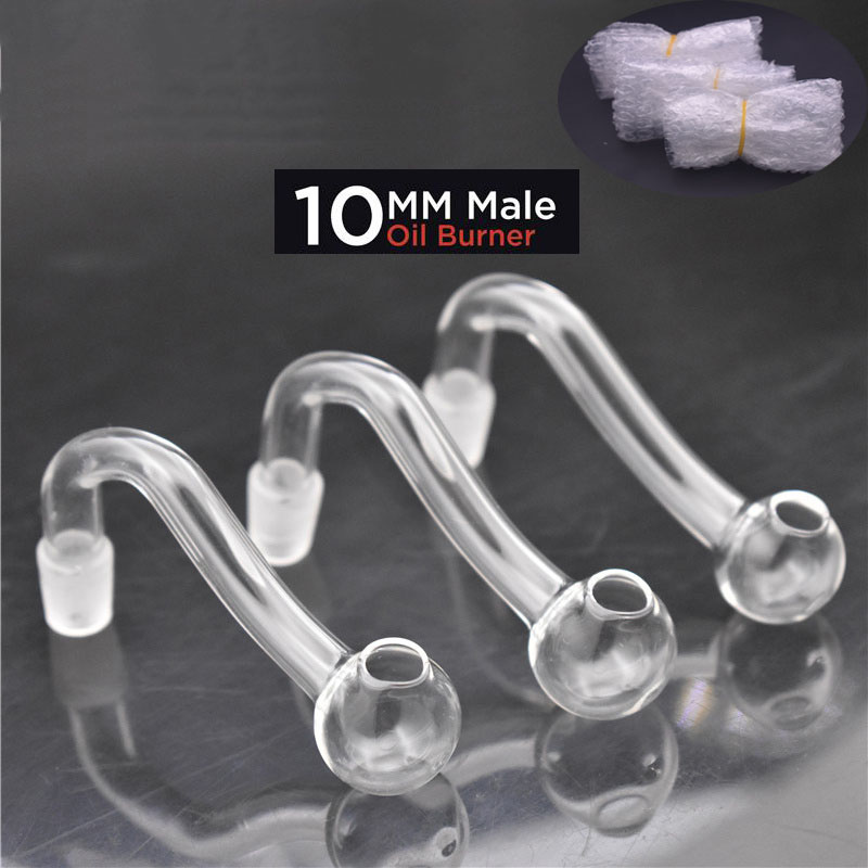 

cheapest Clear Thick Pyrex Glass Oil Burner pipe hookah Male Female Joint For Water Pipes Bong Dab Rig bowl free ship