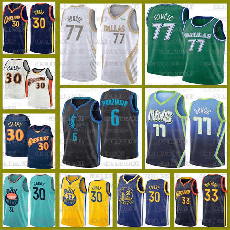 

Luka Dallas Mavericks Jerseys 77 Doncic Stephen 30 Curry Basketball Kristaps 6 Porzingis Warriors 41 Nowitzki James 33 Wiseman, Black;red