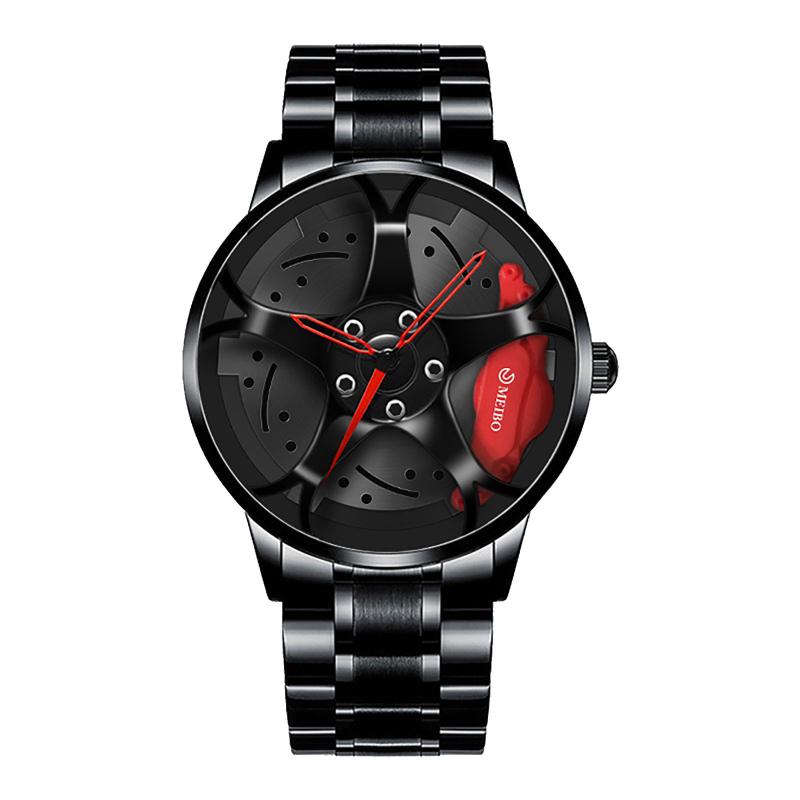 

Wristwatches 2021 Stainless Steel Men's Car Wheel Fashion Sport Watch Quartz Mesh RimHub Boyfriend Bithday&Christmas Gift, Red