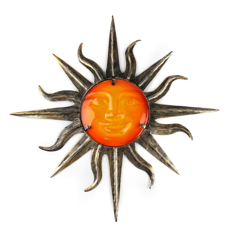 

Metal Sun Wall Decoration with Glass for Home and Garden Outdoor Decoration Ornaments and Yard Miniatures Statues