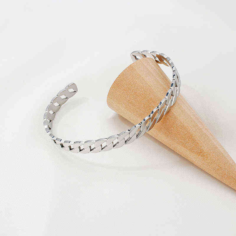

Elegant Stainless Steel Bangle Bracelet for Women Female Hollow Opening Charm Birthday Valentine's Day Gift