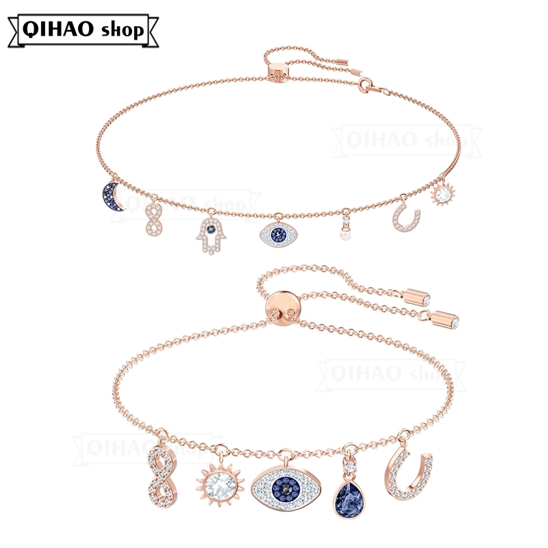 

High Quality SWA Eyes. Horseshoe. Palm. Star And Moon Tassel. Pearl Long Pendant Clavicle Necklace Fashion Jewelry