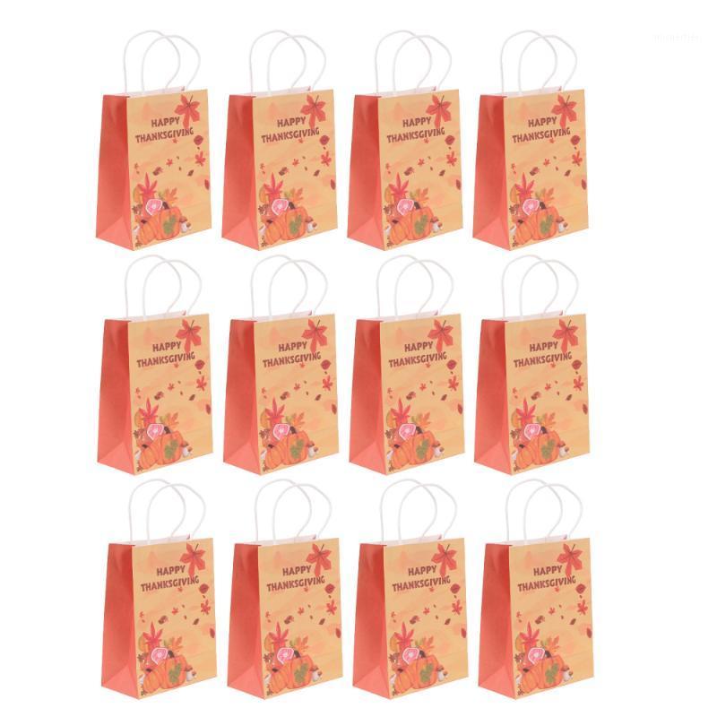 

Gift Wrap 12pcs Grateful Paper Bags Pumpkin Pattern Packing For Thanksgiving Day