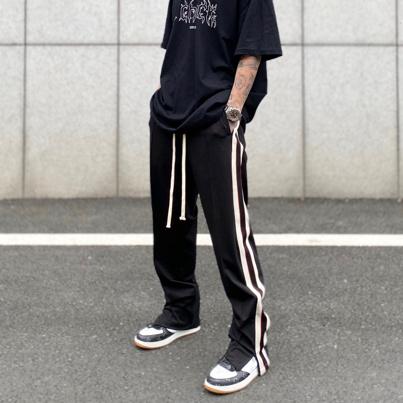 

2021 New Alta Rua Lado Zper Retro Listrado Em Linha Reta Cordo Veludo Casuais Plus Size Calas De Carga Dos Homens D080, Black