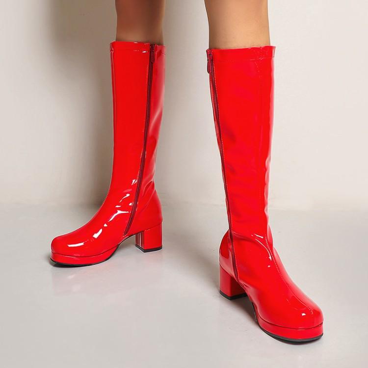 

Boots European And American High-heeled Knee High Women's Autumn Winter Large High-rise Thick Heel Length, Yellow