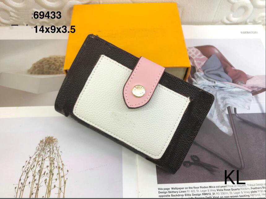 

4colors Wallets Small Female Short Retro Fold Change Wallet Red Black Green Brown Pure Color Mini Womens Bags Factory Price 69433# 14x9x, White/grid