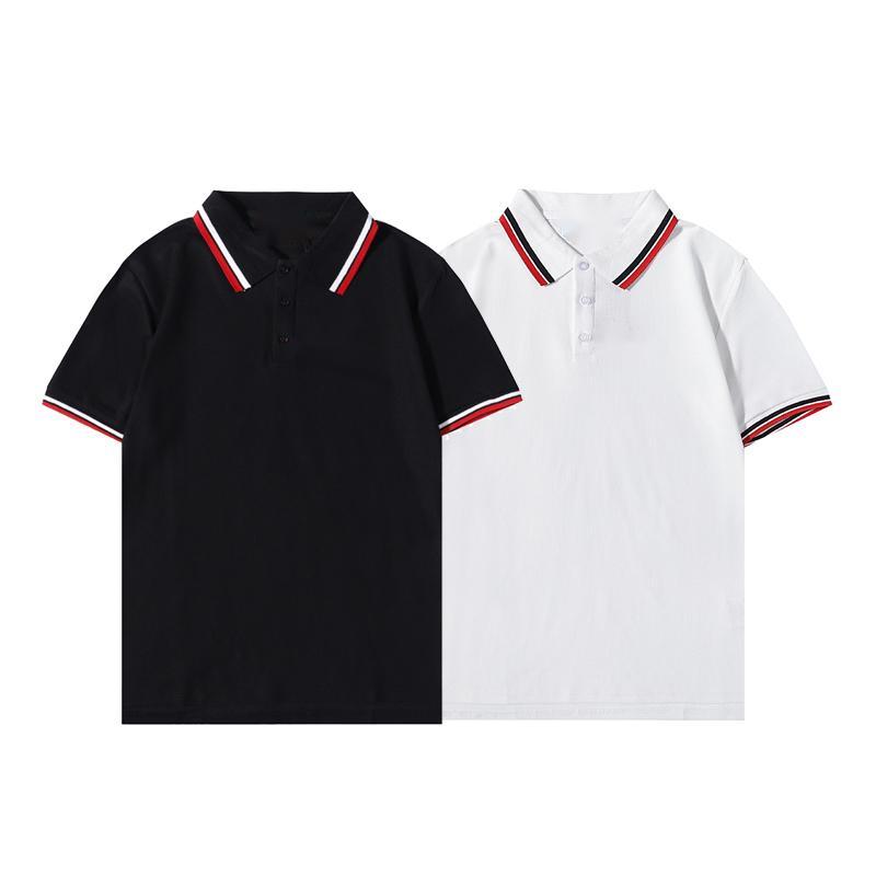 

P-2077 Men Women Sportwear Polo Shirt Summer Couples Clothes Golf Short Sleeve Casual Loose Pullovers Black White Printing Tops Tees Stand Collar T-shirt