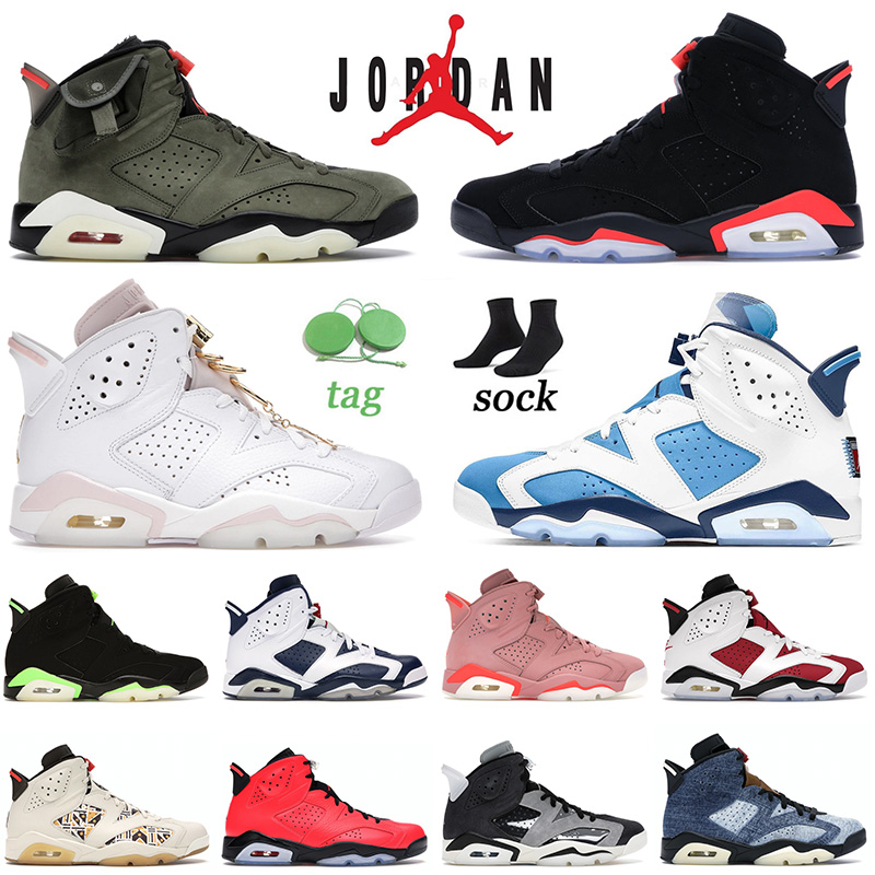 

Top Quality Basketball Shoes NIKE Air Jordan 6 6s Retro VI Jumpman Sneakers Black Infrared Gold Hoops Men Womens UNC Jordens Trainers 36-47