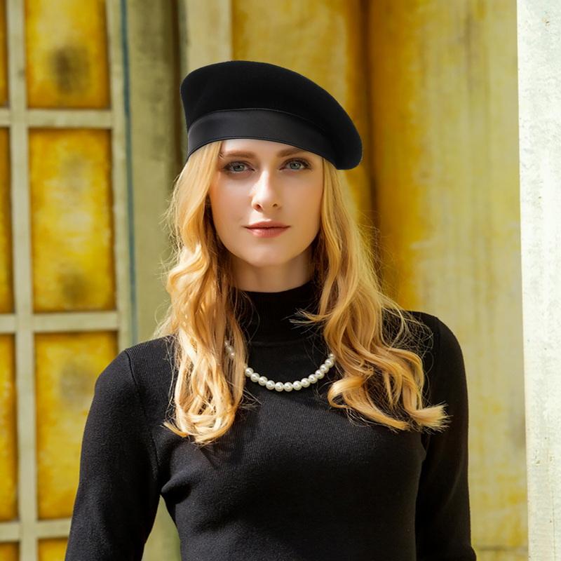 

Berets French Style Fashion Wool Hat Black Painter Romantic Lovely Beanies Hats Women Autumn Winter Solid Caps Drop 2021