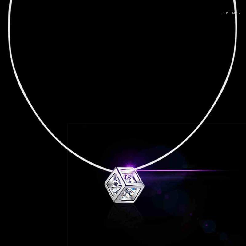 

Lowest Price Fashion 925 Sterling Silver Three Different Necklace For Women Girls Shiny Cubic Zirconia Jewelry Gift Chains