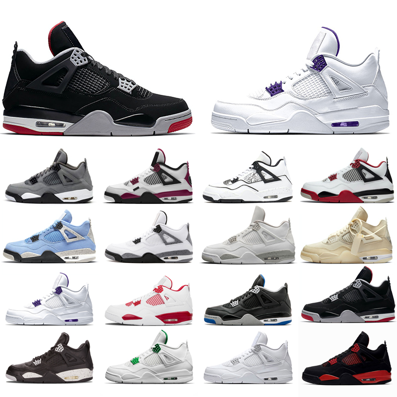

2021 new basketball shoes 4s man White Oreo Cement University Red Blue Travis Sail Thunder Olivia Kim Black Cat pink Haze Pine Green Pure Money Neon Grey Bred purple