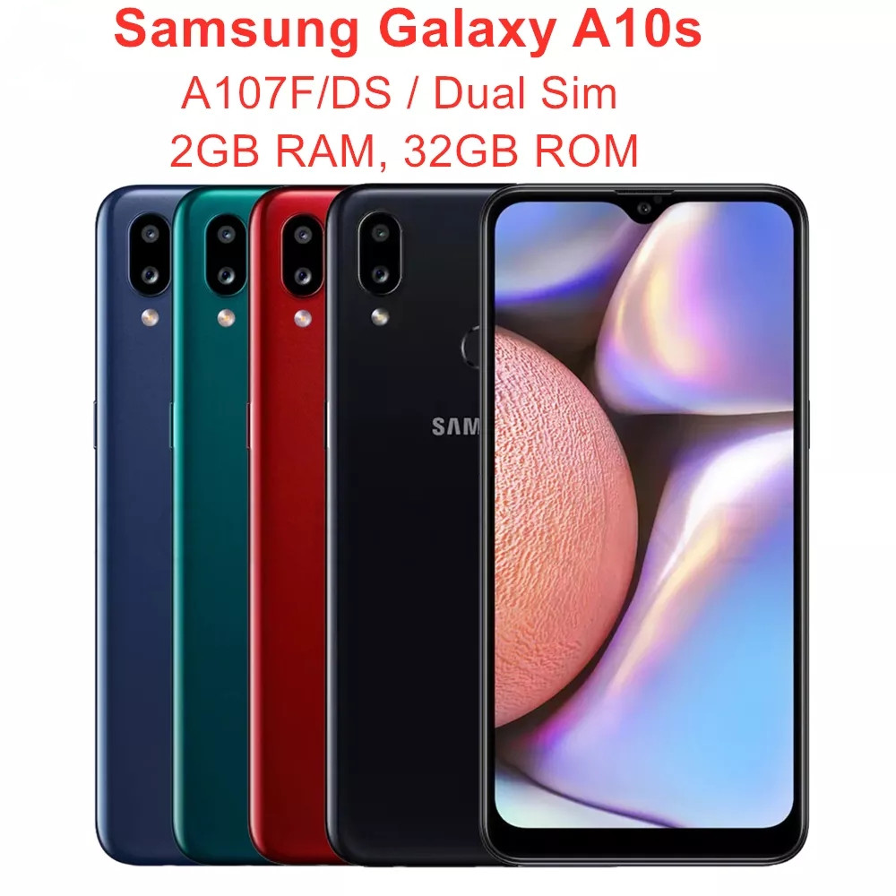 

Samsung Galaxy A10s A107F/DS Dual Sim Global Version RAM 2GB ROM 32GB Mobile Phone Octa Core Fingerprint, Black