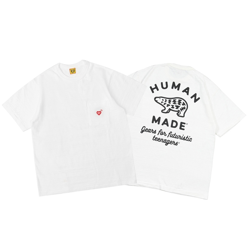 

HUMAN MADE Heart Pocket T-shirt Cotton Casual O-Neck Tee 210707, Black