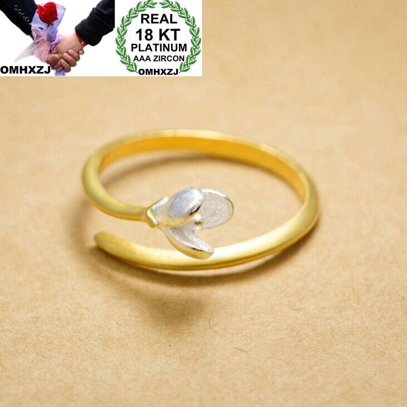 

Cluster Rings OMHXZJ Wholesale European Fashion Woman Girl Party Wedding Gift Flower White Gold 18KT Yellow Resizable Ring RR766, Golden;silver