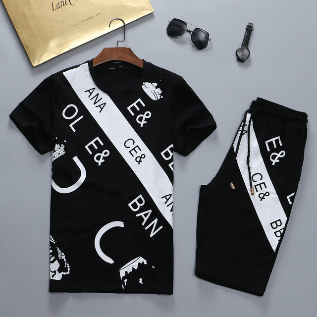 

Mens Fashion Summer Suits Casual Tracksuits Classic Letter Pattern Print Men's Short Sleeve & Shorts Men Tops Tees 4 Colors Clothing, Make up the price