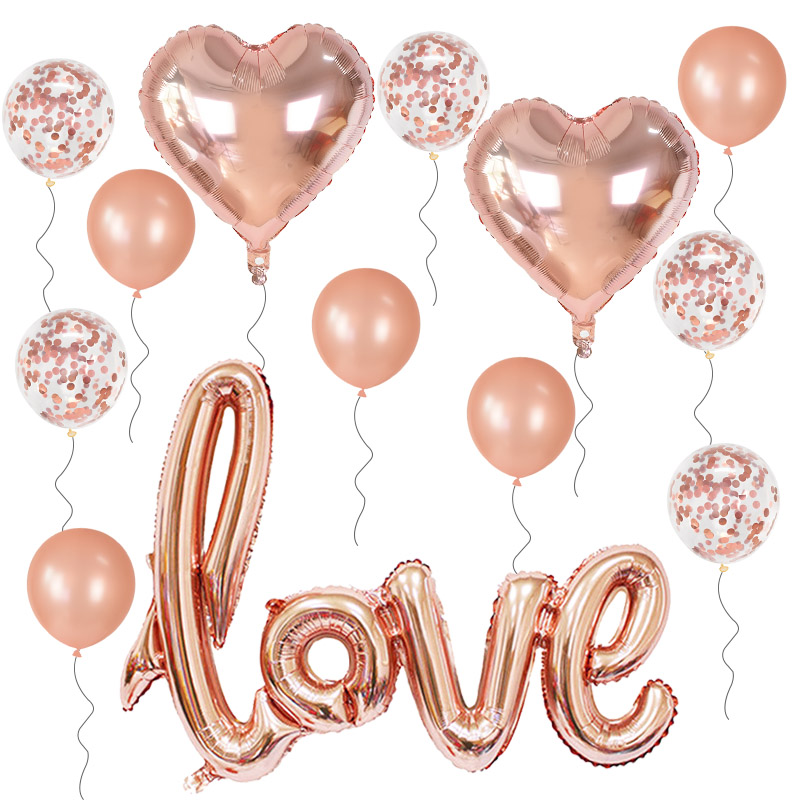 

13Pcs/set Romantic Wedding Large Love Foil Balloons Heart Ballons Valentine Day Birthday Party Decorations Latex Globos Supplies