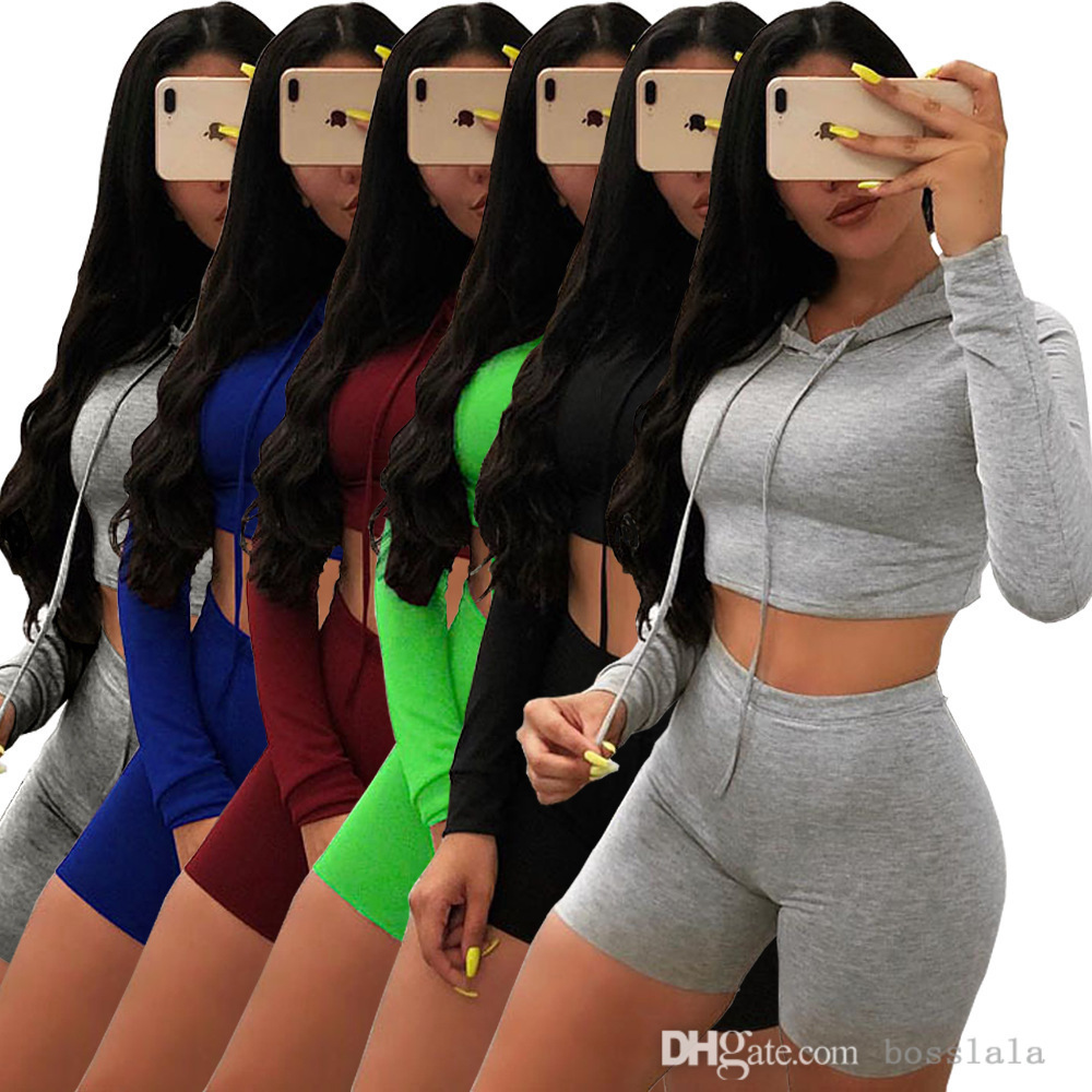 

Womens Tracksuits Long Sleeve 2 Piece Set Track Suit Jogging Sportsuit Hoodie Shorts Outfits Sweatshirt Pants ladies Sportwear 2223, Green