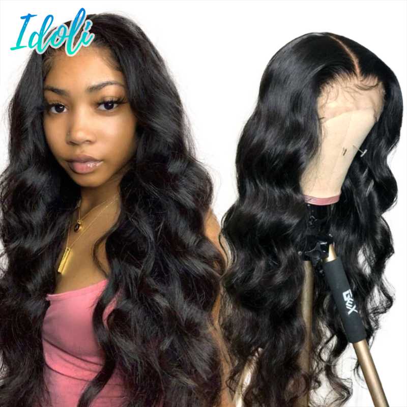 

Lace Wigs 13X4 Front Human Hair For Black Woman Natural Color Body Wave Wig With Baby Brazilian 30 Inch, As pic