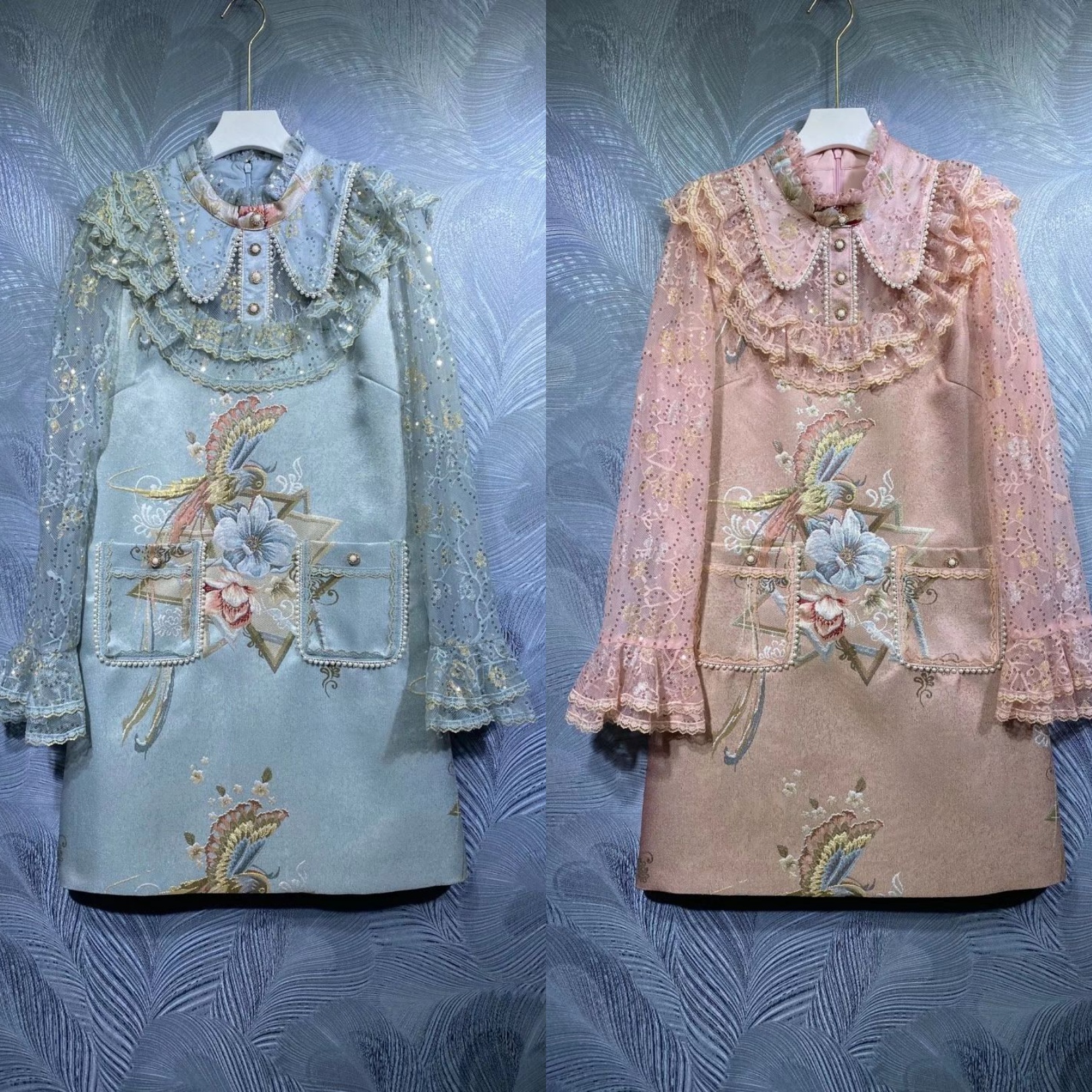 European and American autumn high-quality palace dress with beaded embroidery stitching