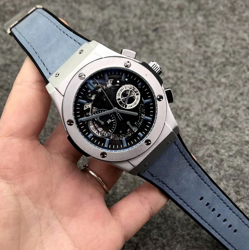 

4-1Mens watches quartz movement automatic date calendar all dial work leather rubber strap outdoor sports business montre de luxe designer