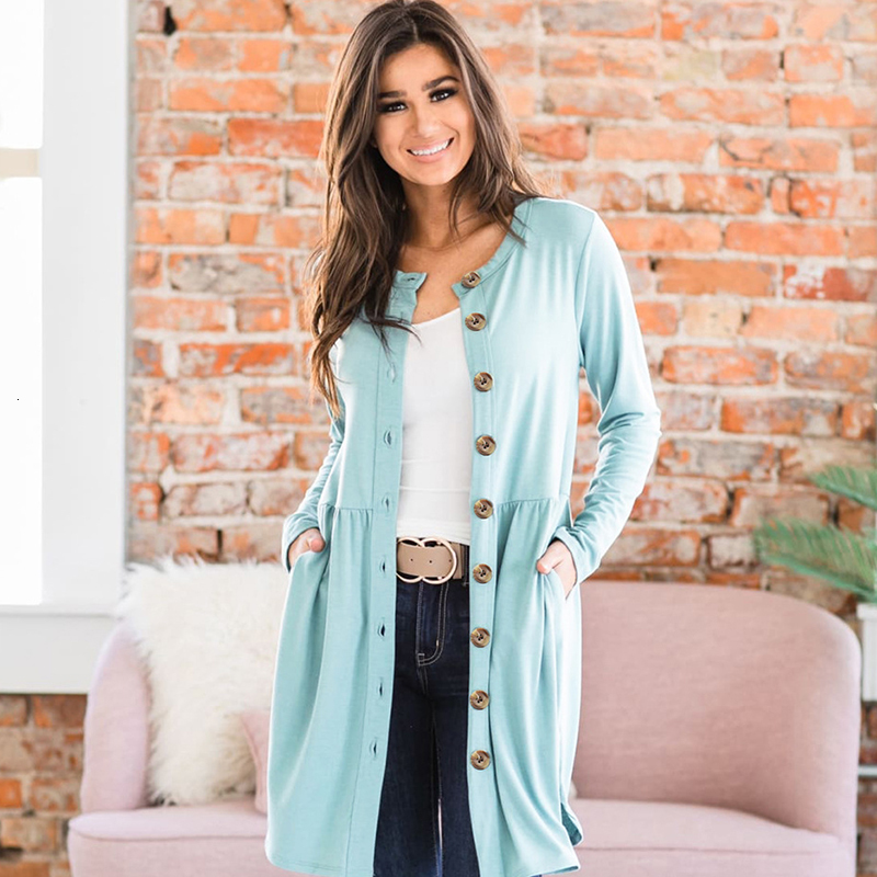 

2021 Knitted Long-sleeved Cardigan Autumn Winter Women's V-neck Solid Casual Single-breasted Sweater Plus Size Women Tops S2sz, Army green