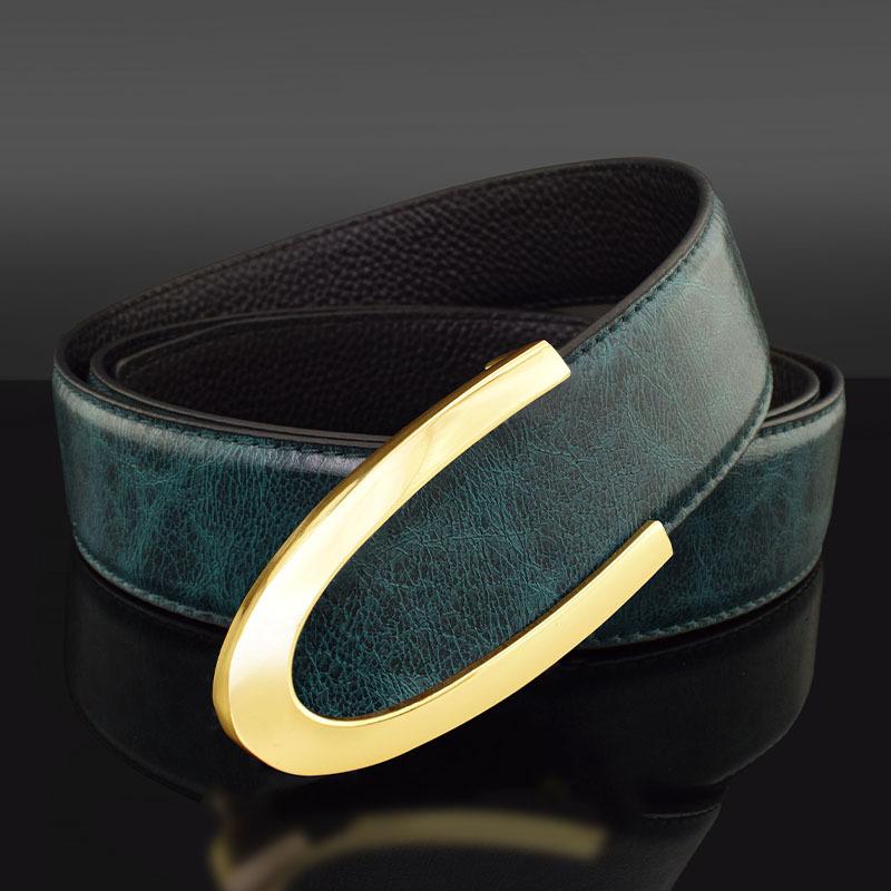 

Belts Belt Men's Gold Genuine Leather Youth Casual Letters Smooth Buckle Student Korean Jeans Top Quality Designer, Black;brown