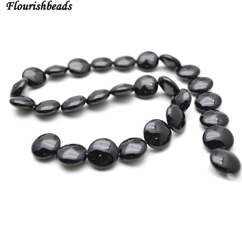 

Natural Pure Black Onyx Agate Flat Round Coin Smooth Stone Loose Beads 8mm 10mm 12mm 14mm 16mm 18mm 20mm
