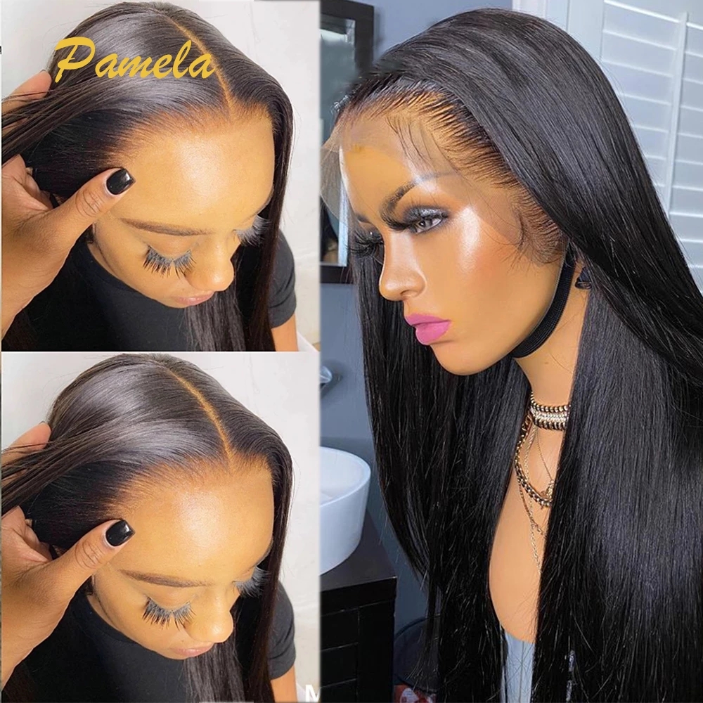 30 Inch 13x4 Straight HD Lace Front Wig Human Hair 4X4 5X5 Transparent Lace Closure Frontal 150 Density Long Wigs Black Women-image-788787266