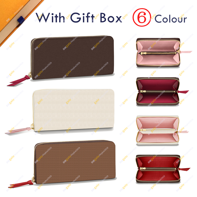 

Ladies Fashion Designer High Quality 5A TOP CLEMENCE Zipper Wallet M60742 N60534 N61264 Brown Flower & Checkerboard Candy Color Wallet/key Pouch/Credit Card/Key Case, Brown flower & pink inner