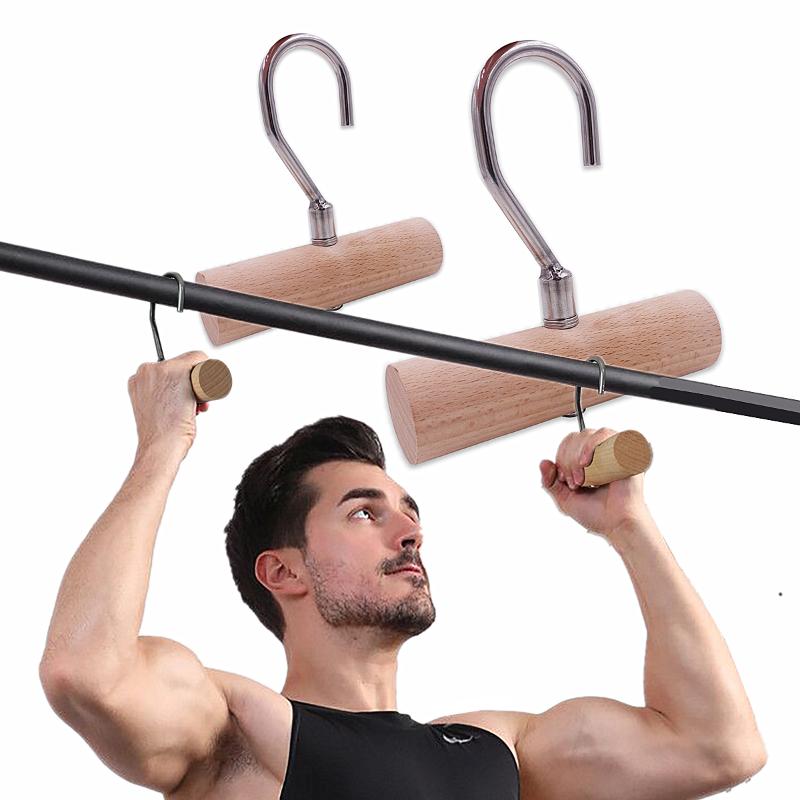 

Accessories 1 Pair Wooden Pull Up Bar Handles Fitness Heavy Duty Grips For Home Arm Strength Deadlift Lifting Training Workout