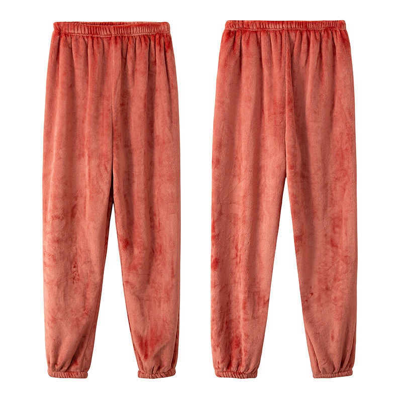 

2021 New Winter's Flannel Woman Sleeps Bottoms Thicken Warm Men's Pajamas Comfort Casual Pair Pajama Pants 5gal, Blue.