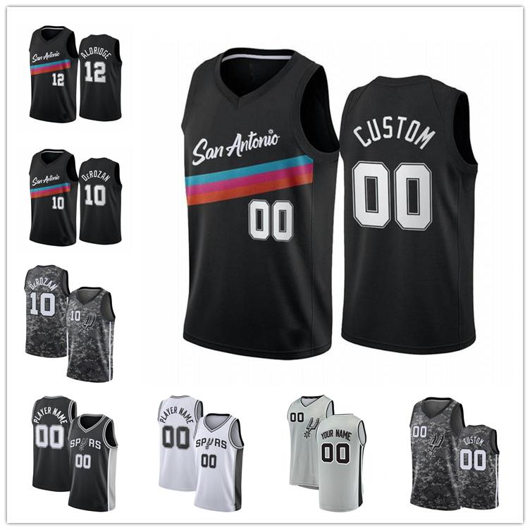 

Custom DeMar 10 DeRozan Dejounte 5 Murray San Antonio Spurs Aldridge Manu 20 GinÃ³bili Tim 21 Duncan Johnson City Basketball Jerseys, Black;red