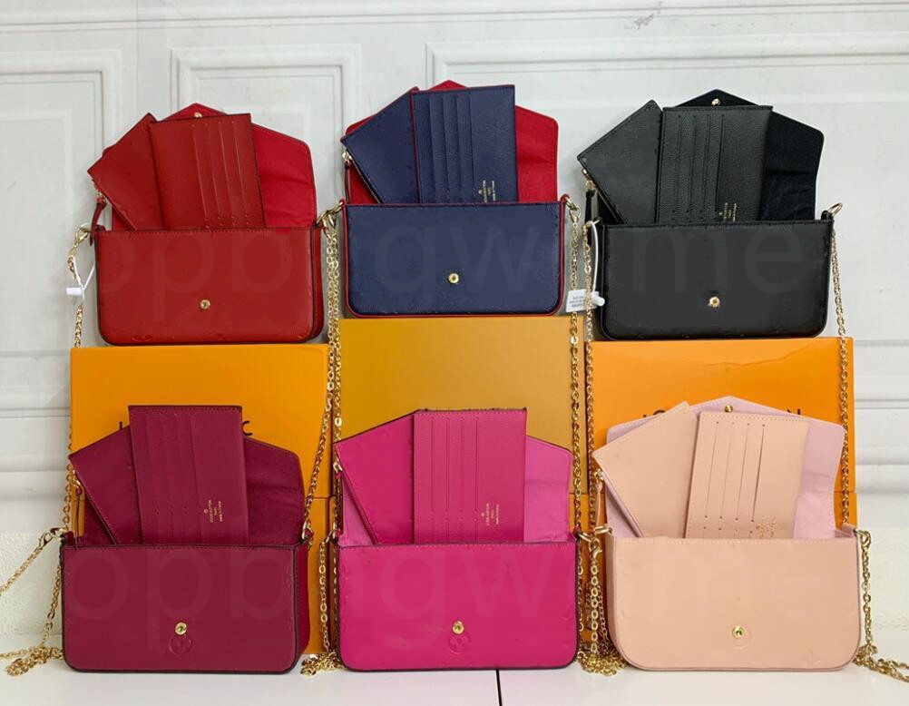 

2021 Best selling handbag shoulder bags handbag fashion bag handbag wallet phone bags Three-piece combination bags free shopping, Red