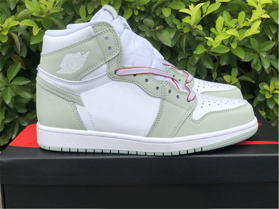 

Release 1 High OG WMNS Seafoam Outdoor Shoes Men Women Healing Orange-White Leather Sneakers Sports