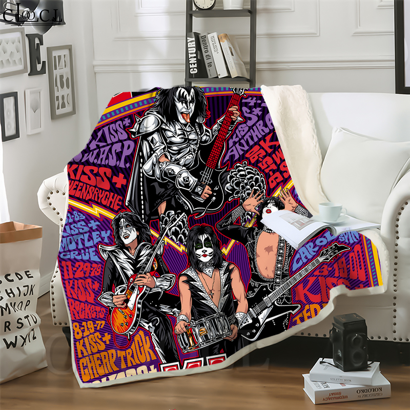 

CLOOCL New Punk Rock Kiss Band 3D Print Harajuku Air Conditioning Blanket Teens Bedding Throw Blankets Plush Quilt