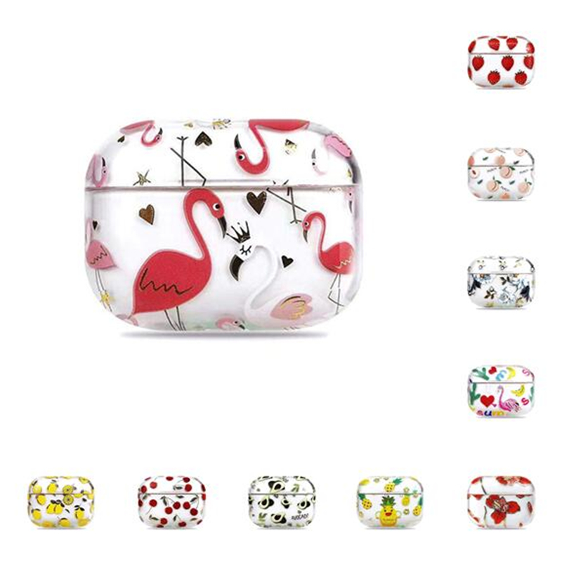 

PC Hard for Apple Airpods Pro Case Bronzing Flamingo Transparent Fruit Cover for Airpod 1 2 3 Wireless Bluetooth Headphones Earbuds