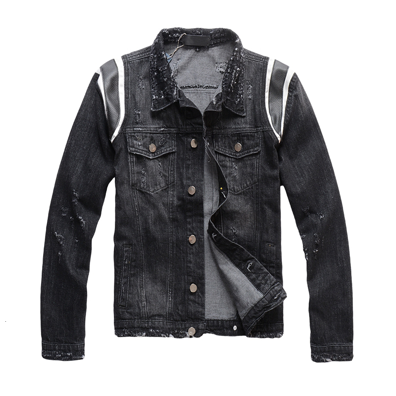 

New Men's Male Autumn and Winter High Street Fashion Denim Jacket Mens Black Style Slim Trend Coat AZAG